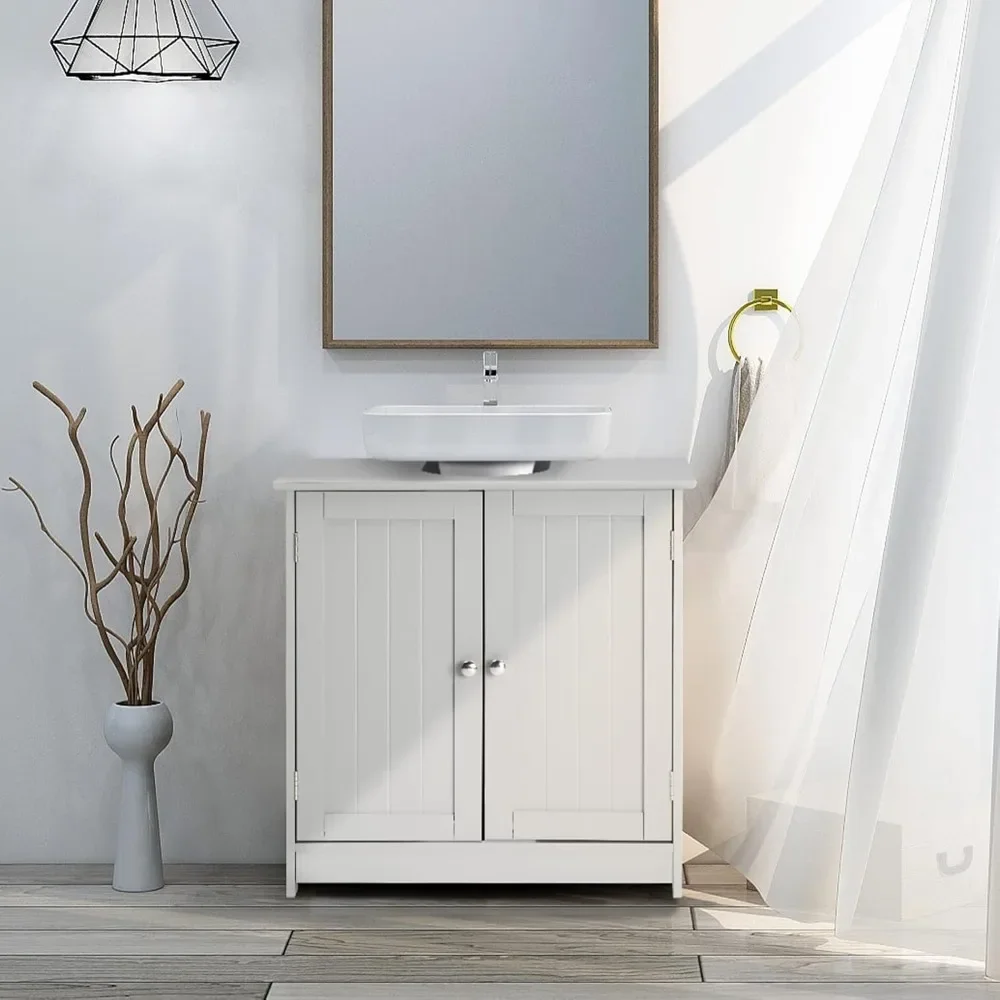 

Pedestal Sink Storage Cabinet with 2 Doors Traditional Under Sink Cabinet Bathroom Space Saver Organizer with Adjustable Shelf