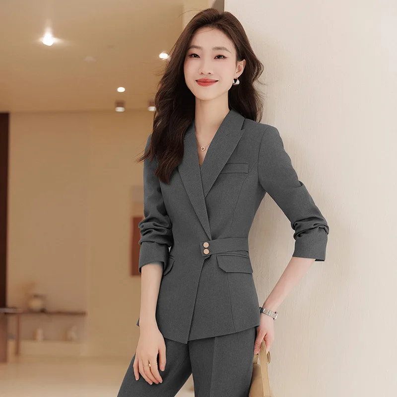 

ay Suit Jaet Women's Formal Workwear Ensemble Spring Autumn Hotel Manager Faionable Host orm Polyester