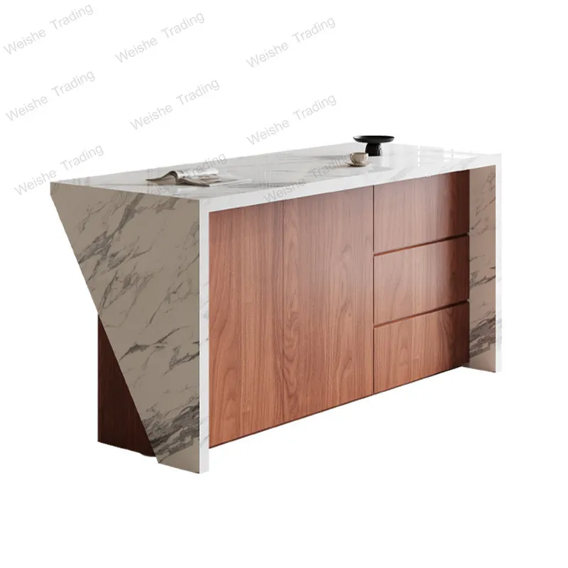 Slate dining table integrated open kitchen custom home western kitchen multi-functional island cabinet bar counter