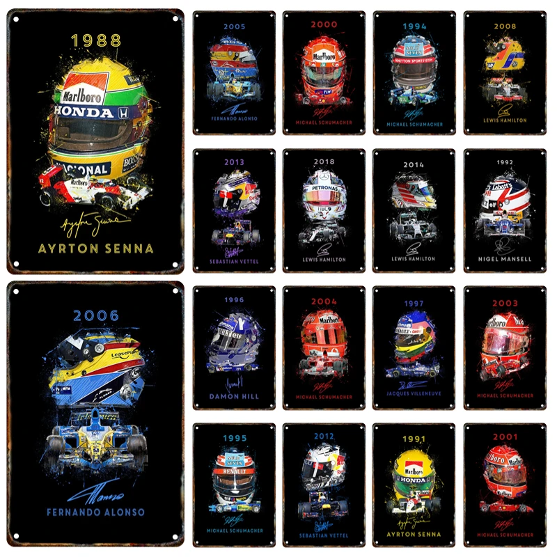 Racing Helme Metall Poster Dekorative Zeichen Zinn Malerei Plaque Hause Garage Club Mann Höhle Wand Kunst Dekor Wandbild Geschenk