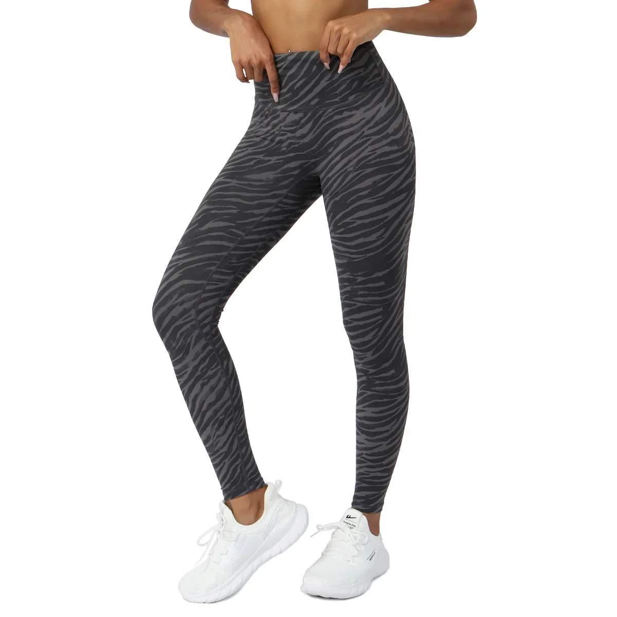 Angehobene Hüfte bedruckte Yoga hosen Frauen Hüft heben Laufen Fitness Crop Hosen nackt fühlen sich hohe Taille enge Sport hose