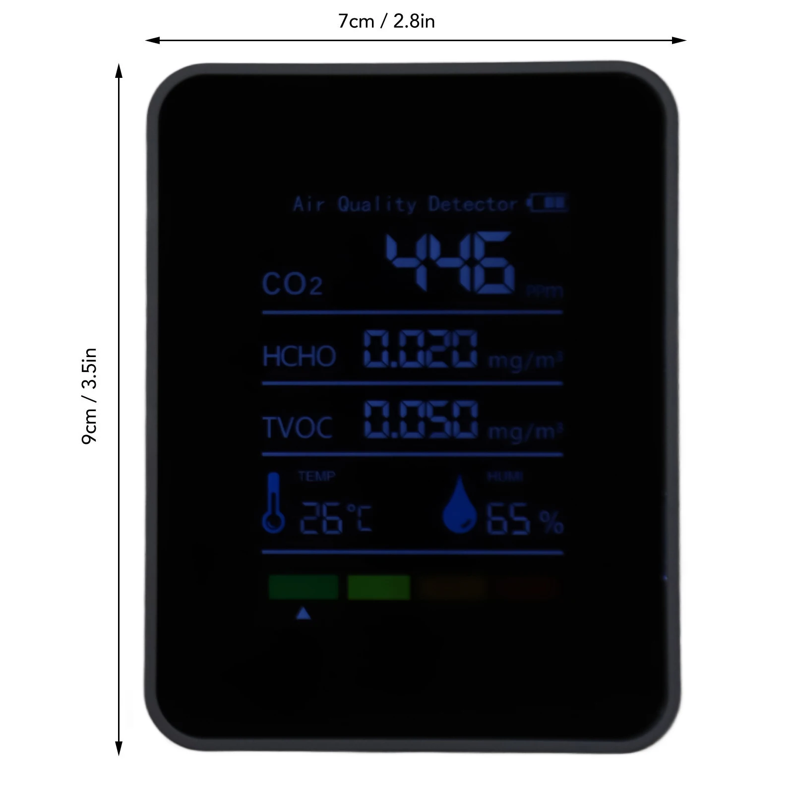 CO2 Detector Portable Battery Operated Carbon Dioxide HCHO TVOC Temp Humi 5 in 1 Meter Air Quality Monitor Air Quality Monitor