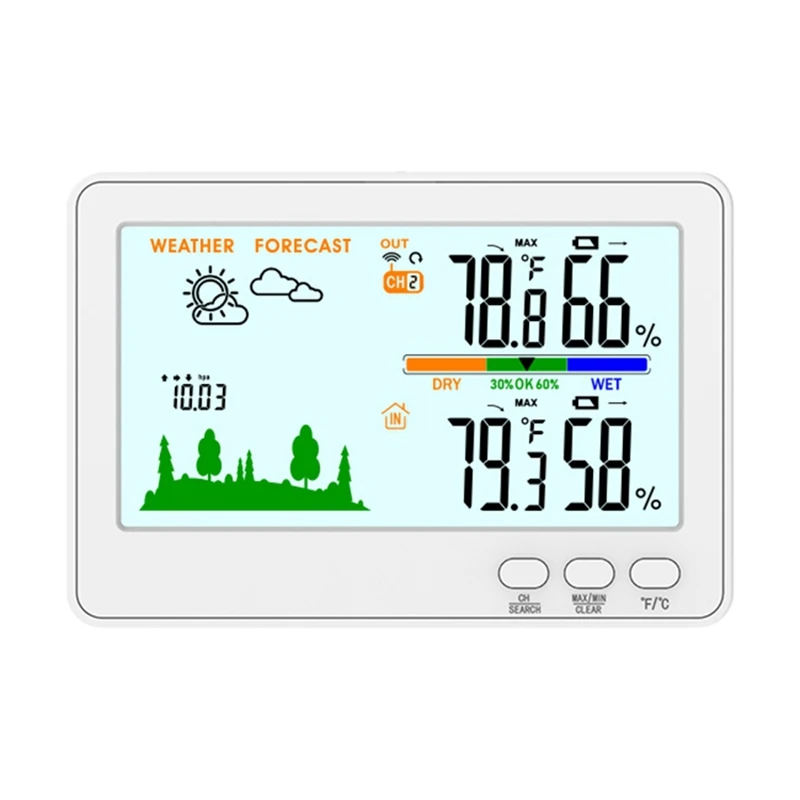 Weather Station Barometer Color Screen Wireless Indoor Outdoor Temperature Humidity Type-C Monitoring Trend Forecast IP4 Sensor