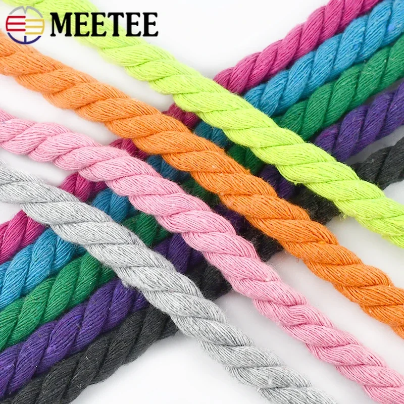 2/5/10M 10mm Cotton Ropes For Bag 3 Shares Twisted Cords Handbag Drawstring Rope Cord Handmade DIY Sewing Accessories