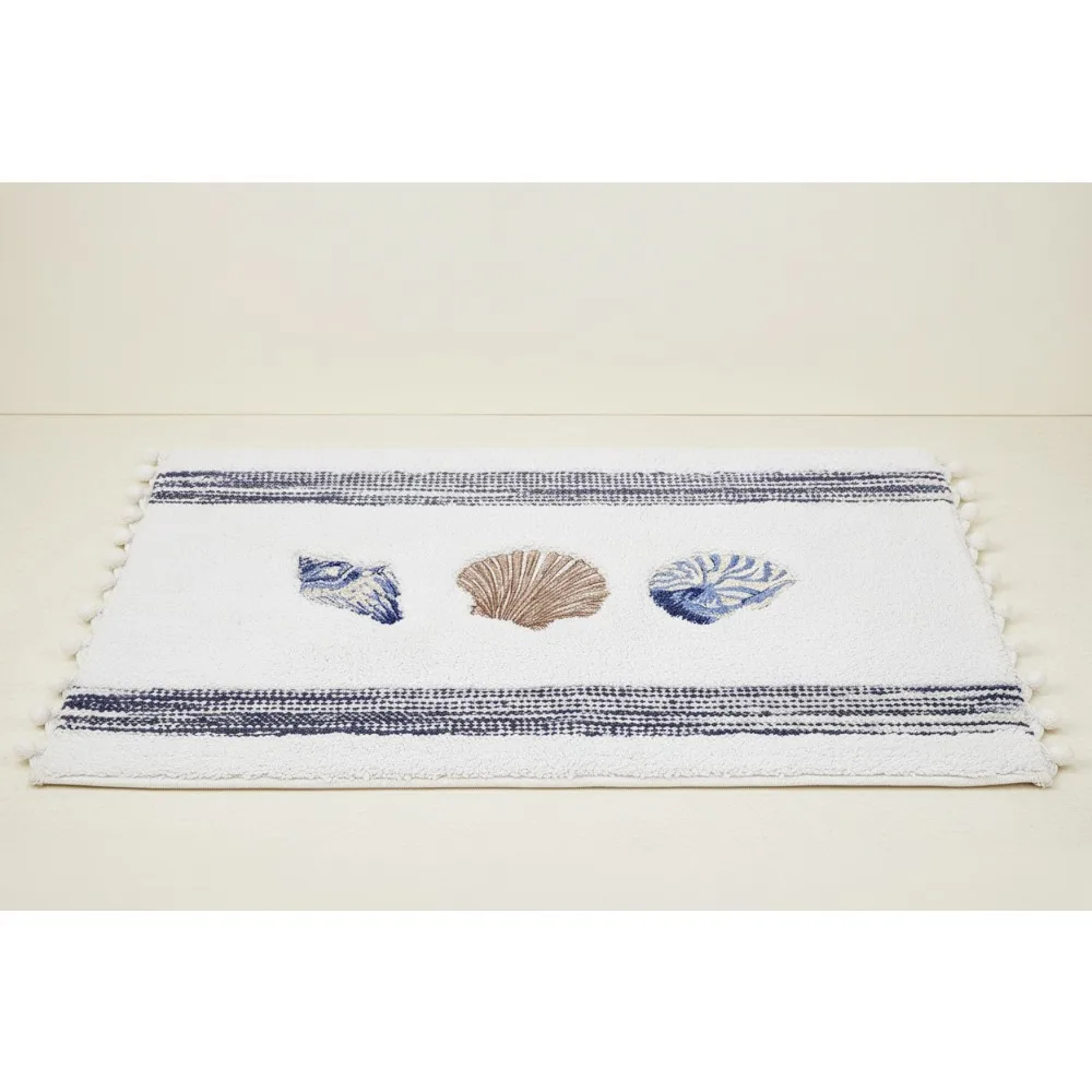 

Soft Cotton Bath Mat, Quick-Dry Absorbent Bath Rug, Ocean Blue Home Decor for Modern Bathrooms (20x30 Inches)