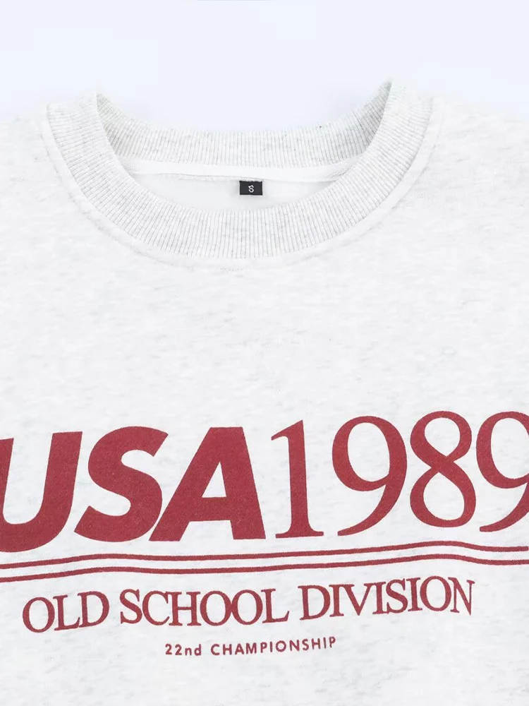 Novo moletom feminino europeu e americano estampado de manga comprida em torno do pescoço com gravata calças de jogging e calças de moletom