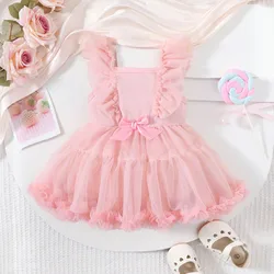 Baby Summer Bow Mesh Casual Cute Comfortable One Piece Dress