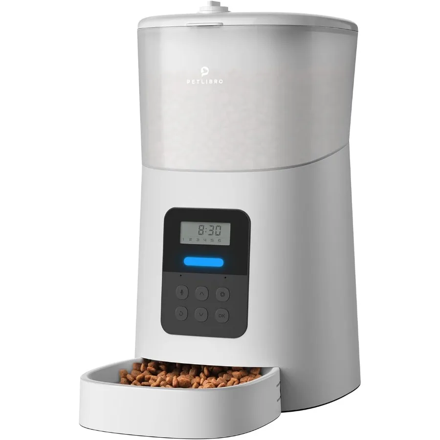 

Automatic Cat Feeder 6L Auto Pet Cat Dry Food Dispenser with Clog-Free Design Low Food LED Indication 0-50 Portion Control for