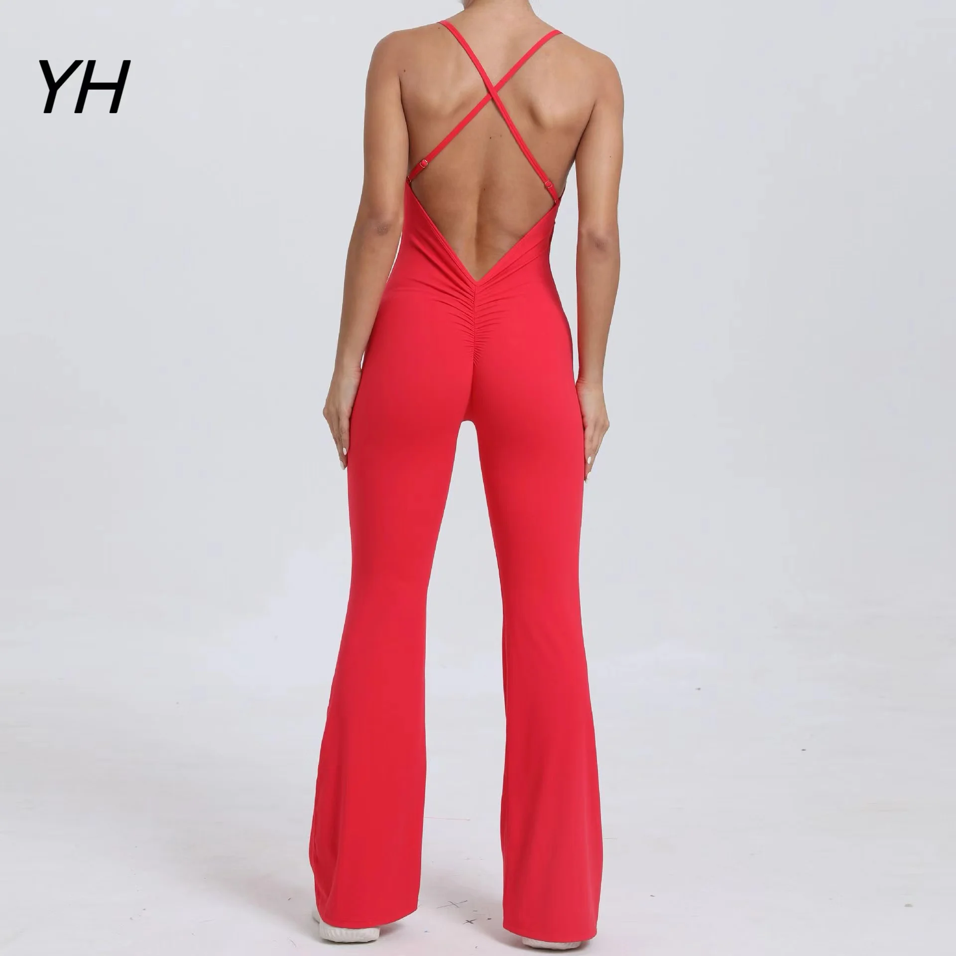 

Sexy Backless Scrunch Sport Jumpsuits Raises Butt Women's Tracksuit One Piece Seamless Fitness Overalls Female Gym Yoga Outfits