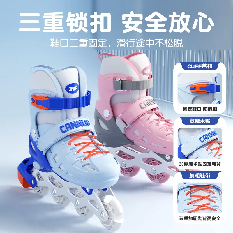 Kids Inline Roller Skates Full Set, Non-Flashing Wheels, Beginner Skating Shoes for Children & Teens, Age 3-6-12