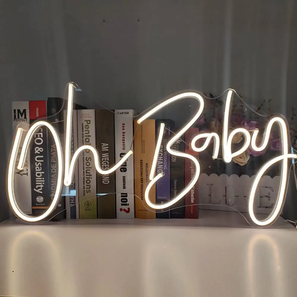 Oh Baby Large Neon Sign for Wall Decor, with Dimmable Switch, Reusable Neon Light Sign for, Birthday Party, Wedding Decor
