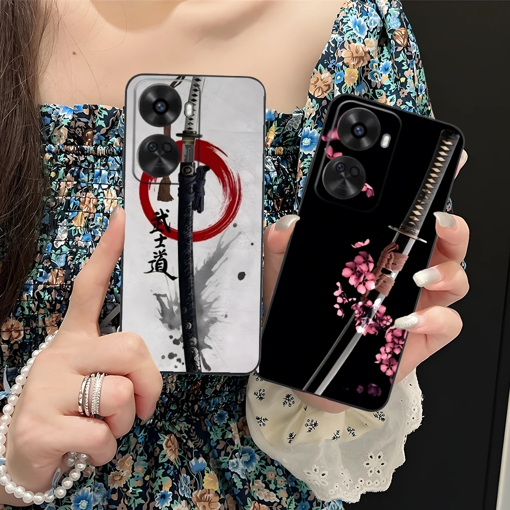 Katana Samurai Ronin Mobile Cell Phone Case for Huawei Nova 12 11 10 9 8 7 Pro SE 5G Black Soft Phone Cover Shell