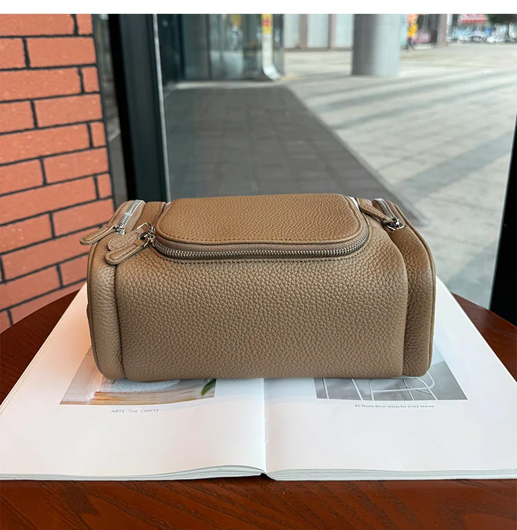 Echtes Leder Unisex Hängende Kosmetiktasche Reise Große Kapazität Multifunktionale Premium Toilettenartikel-Aufbewahrungstasche Tragbar – Detail 23