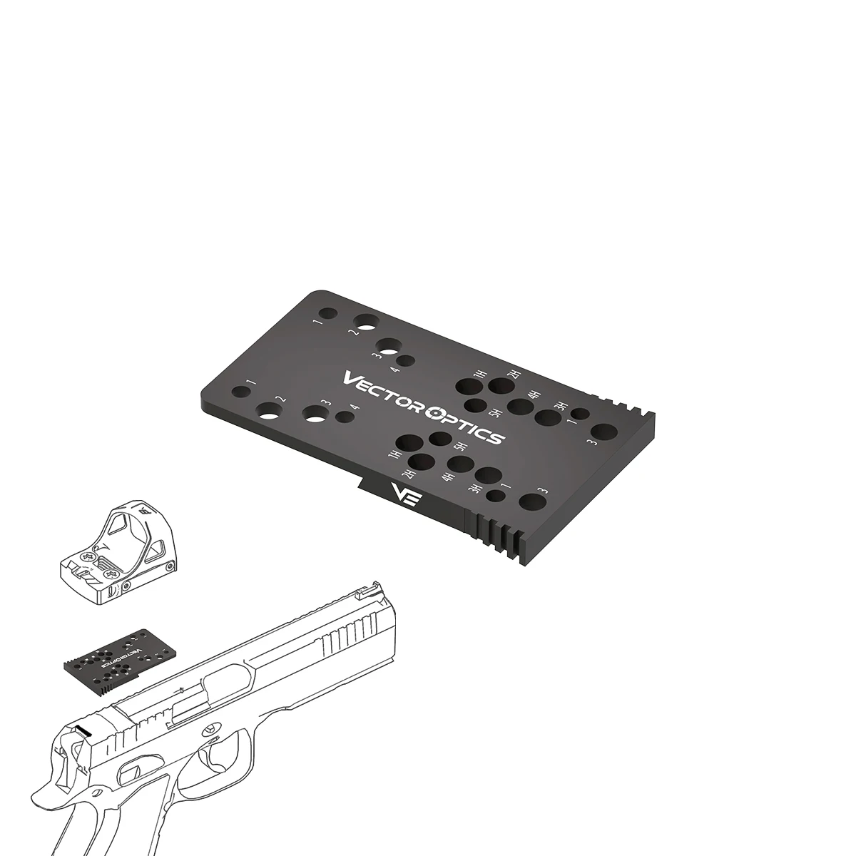 Vector Optics Universal Red Dot Sight Adapter Fit CZ Shadow 2,CZ 75 Shadow,CZ 75 SP-01 Fit All Frenzy MAG/MOJ/TEK/GIN Footprint