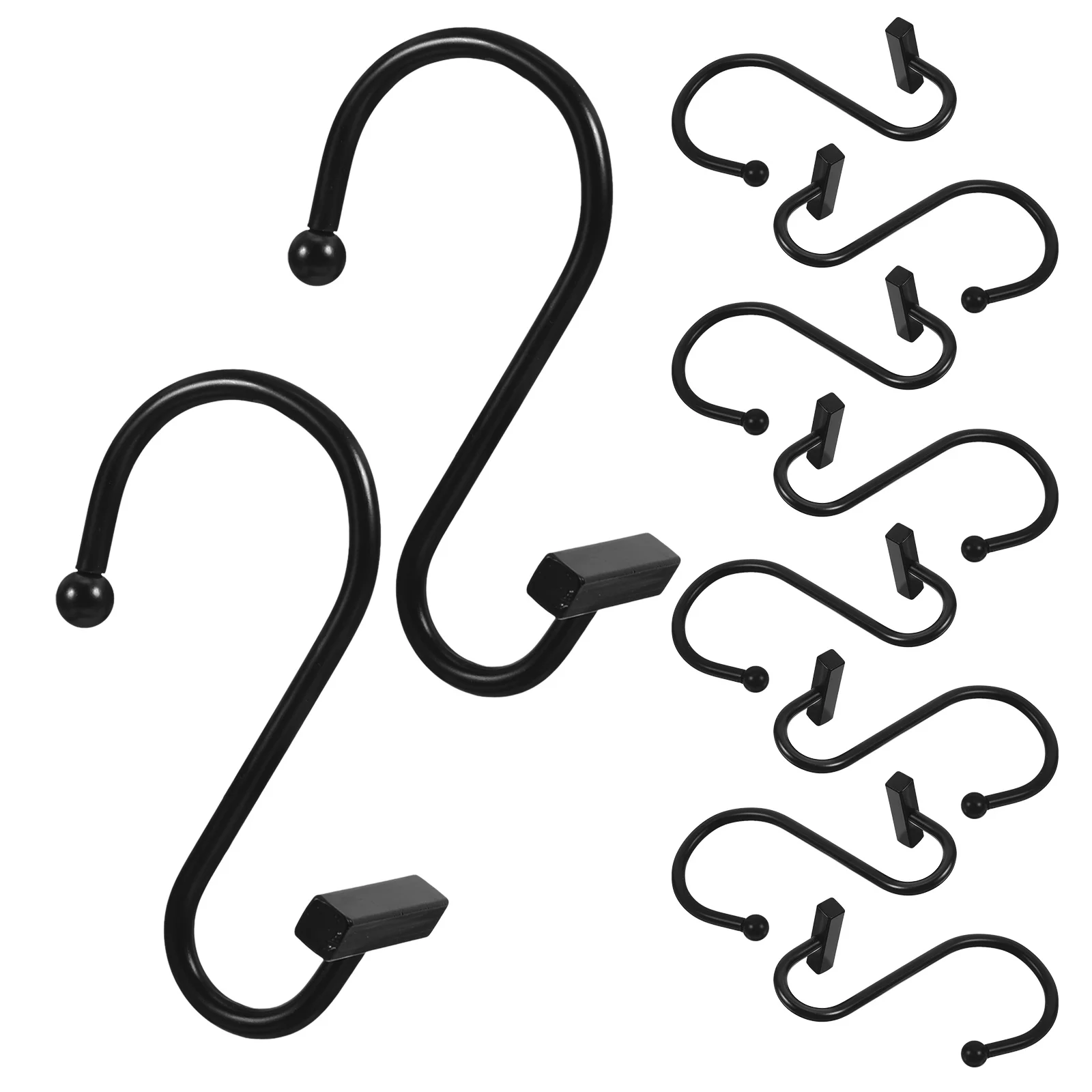 12 قطعة من خطافات ستائر الدش المعدنية على شكل حرف S لستائر غرفة النوم والحمام، شماعات قضيب الستارة المنزلقة للديكور