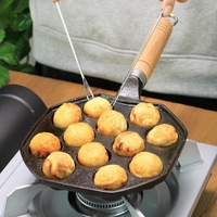 14 Cavities Cast Iron Takoyaki Frying Pan for Gas Cooker Octopus Small Balls  Home Cooking Pot Maker Kitchen Cookware Utensils