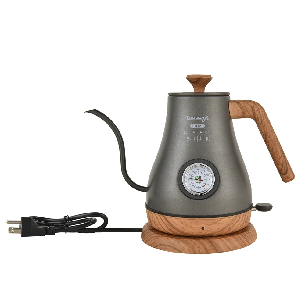 220V/ 110V 1L  kettle, 304 stainless steel, gooseneck spout, coffee maker, fine teapot with thermometer