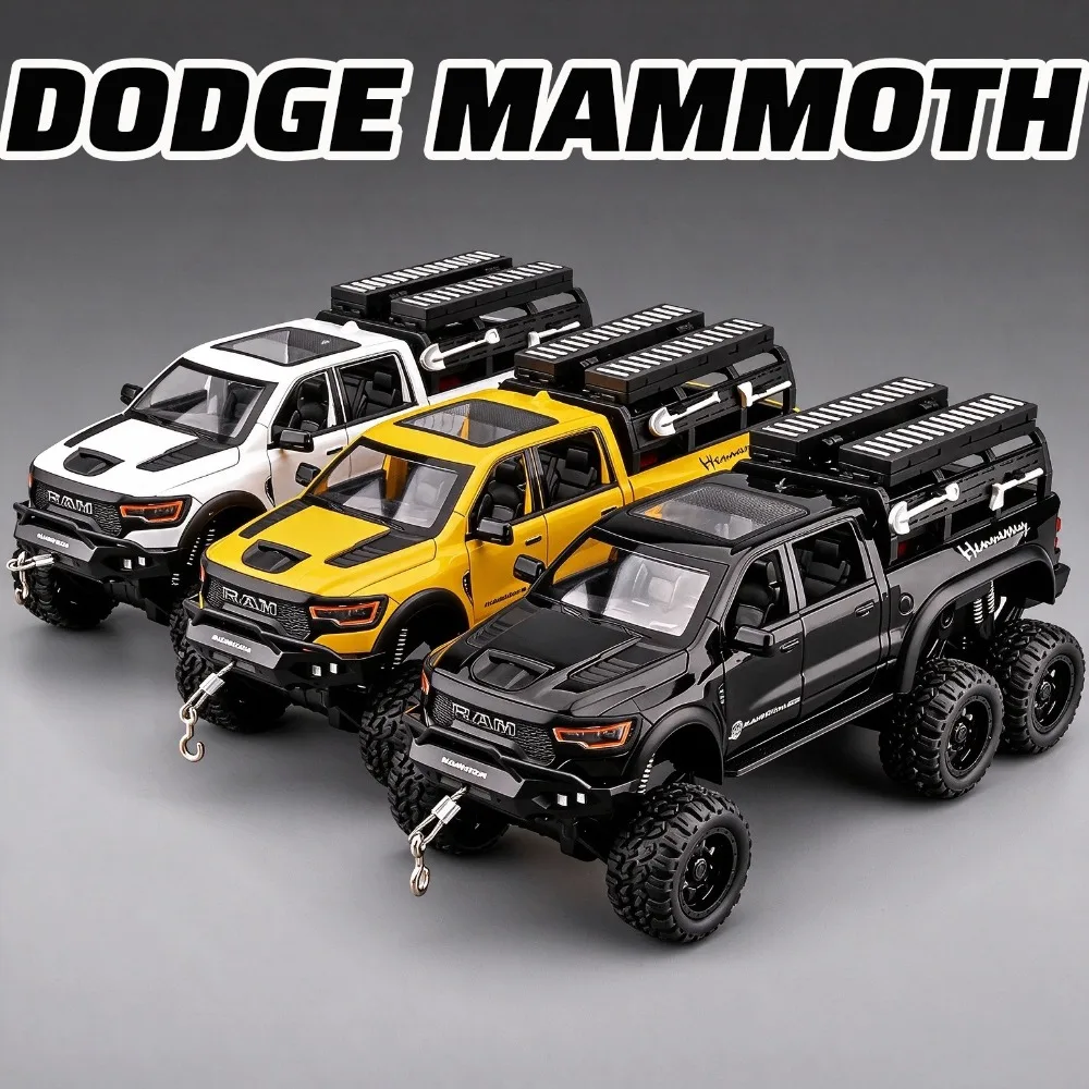 1:24 Dodge Mammoth Models Toys Cars Alloy Diecast Wheel Pull Back Miniature SUV with Light Sound Vehicle Unique Festival Gifts