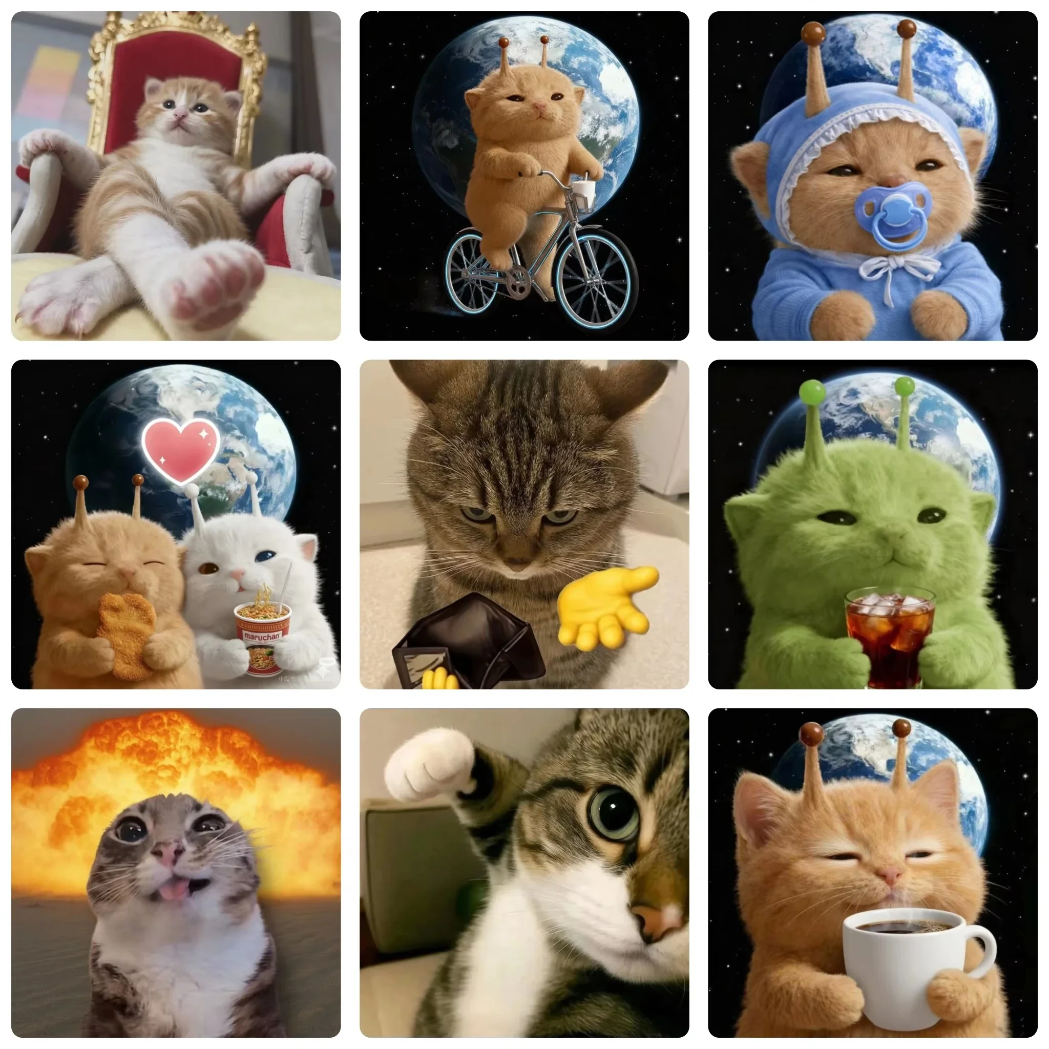 DIY Funny Alien Kitten Meme Cat Cartoon Pet Diamond Painting Mosaic Handmade Art Exquisite Home Decoration