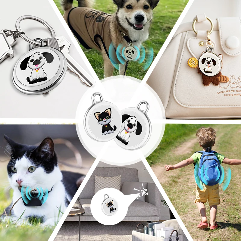 True Dual-System Smart Pet Tracker Anti-Lost Tag for Cats Dogs IPX6 Waterproof IOS Android Find My/Find Hub Compatible