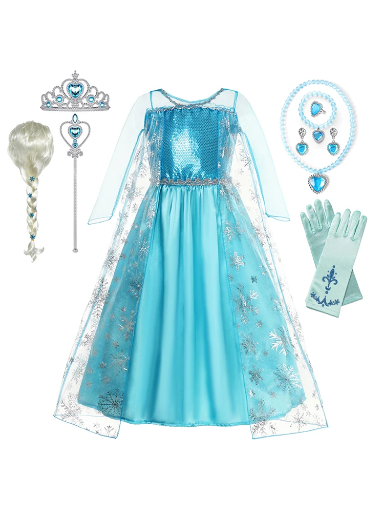 Meisjes Sneeuwkoningin Elsa Kinderkostuums voor meisje 2025, Carnaval Party Prom Gown Robe-spelen Kinderkleding Peuter Prinsessenjurk - afbeelding 2