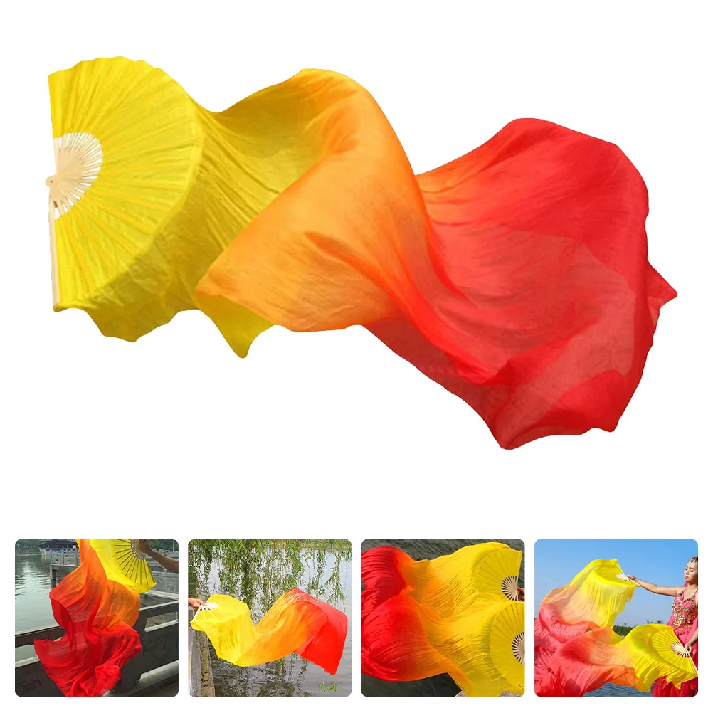 

Imitation Silk Dance Fan Dancing Fans Banner Foldable Simulation Lengthen Folding Fanb Colorful Square Yangko Stage Show