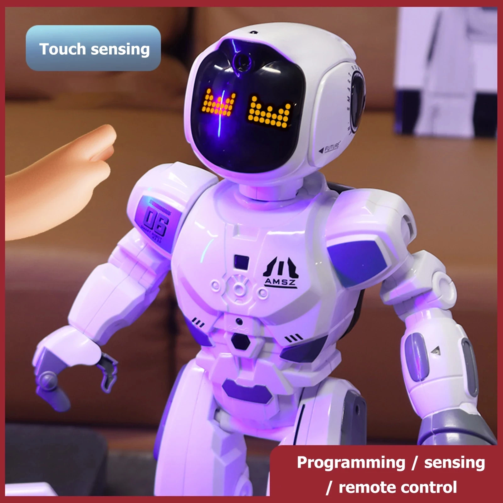 MBL Large RC Robot Toys Intelligent Robots Touch Function With LED Light English Mathematics Robot Toys For Children