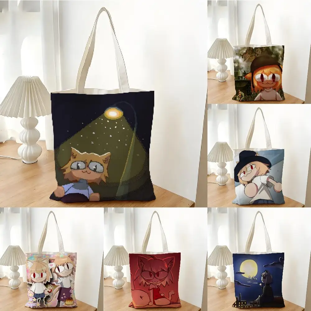 

Mascot Comedic characters N-Neco-Arc Storage Bags Shopping Bag Canvas Supermarket Shopping Bag Christmas Party Tote Bag
