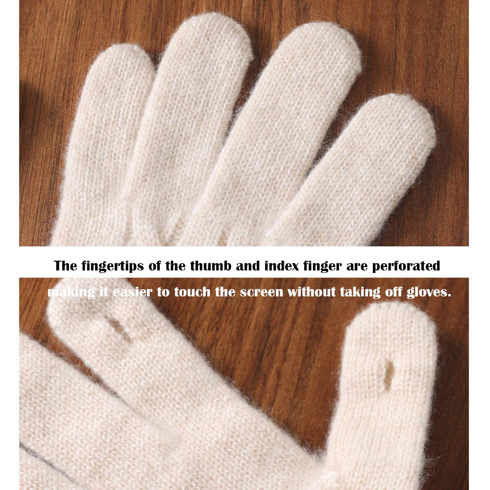 Guantes tejidos de lana 100%, guantes cálidos de otoño/invierno, manoplas protectoras largas de muñeca de diseño clásico, guantes clásicos de Cachemira de Color sólido