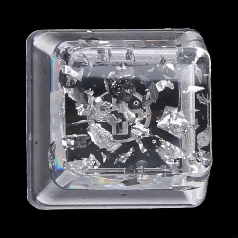 1PCS Handmade Customized Keycap Resin Personality Transparent Silver Foil OEM Profile R4 Keycap For Gaming Keyboard MX Axis
