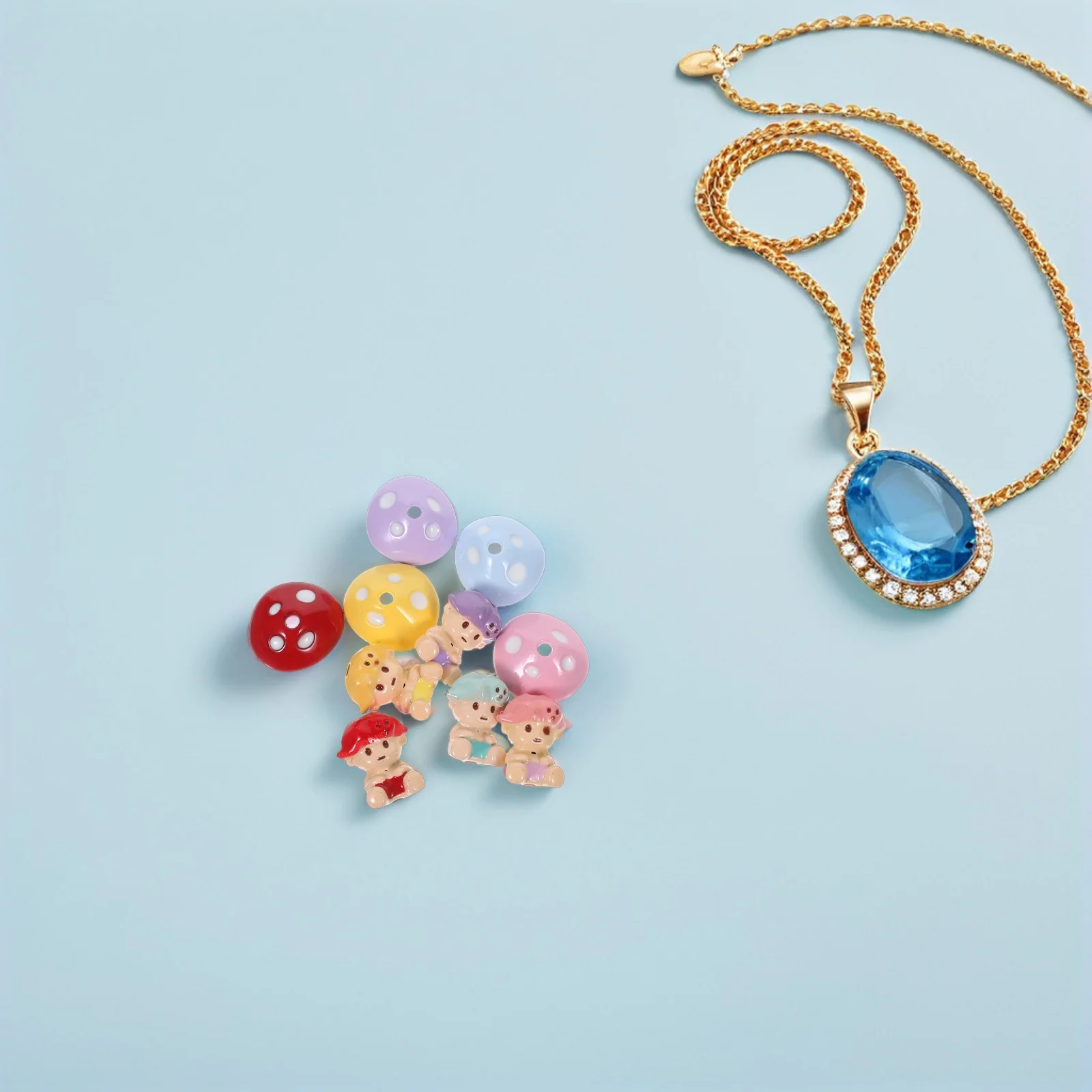 

5Sets Mushroom Pendant Charms Alloy Durable Enamel Finish DIY Jewelry Making Beads Necklace Keychain Bracelet Craft