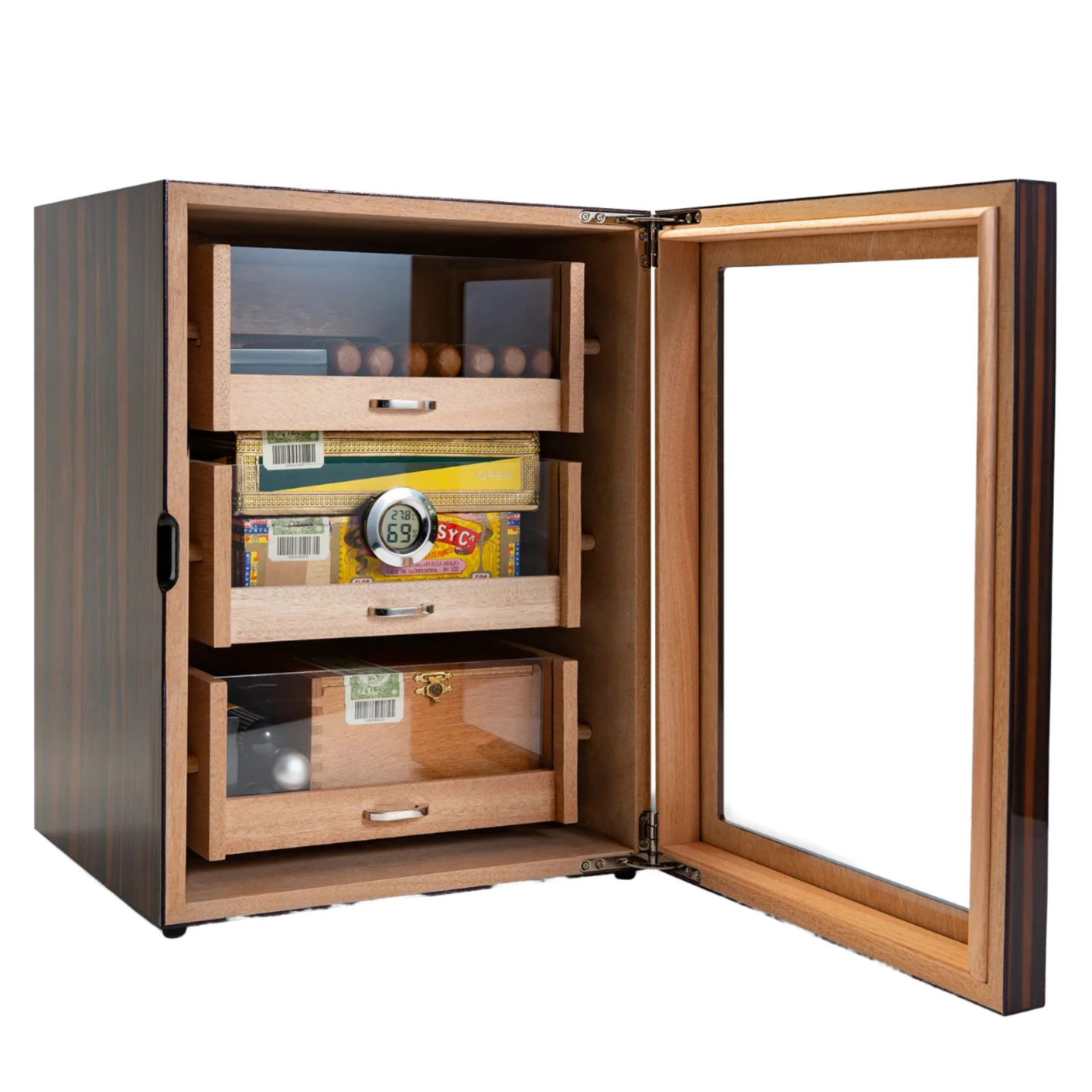 Modern Luxury Wood Cigar Humidor with Spanish Cedar Lacquer Box Holder Luxury Wooden Gift Box Cigar Cabinet