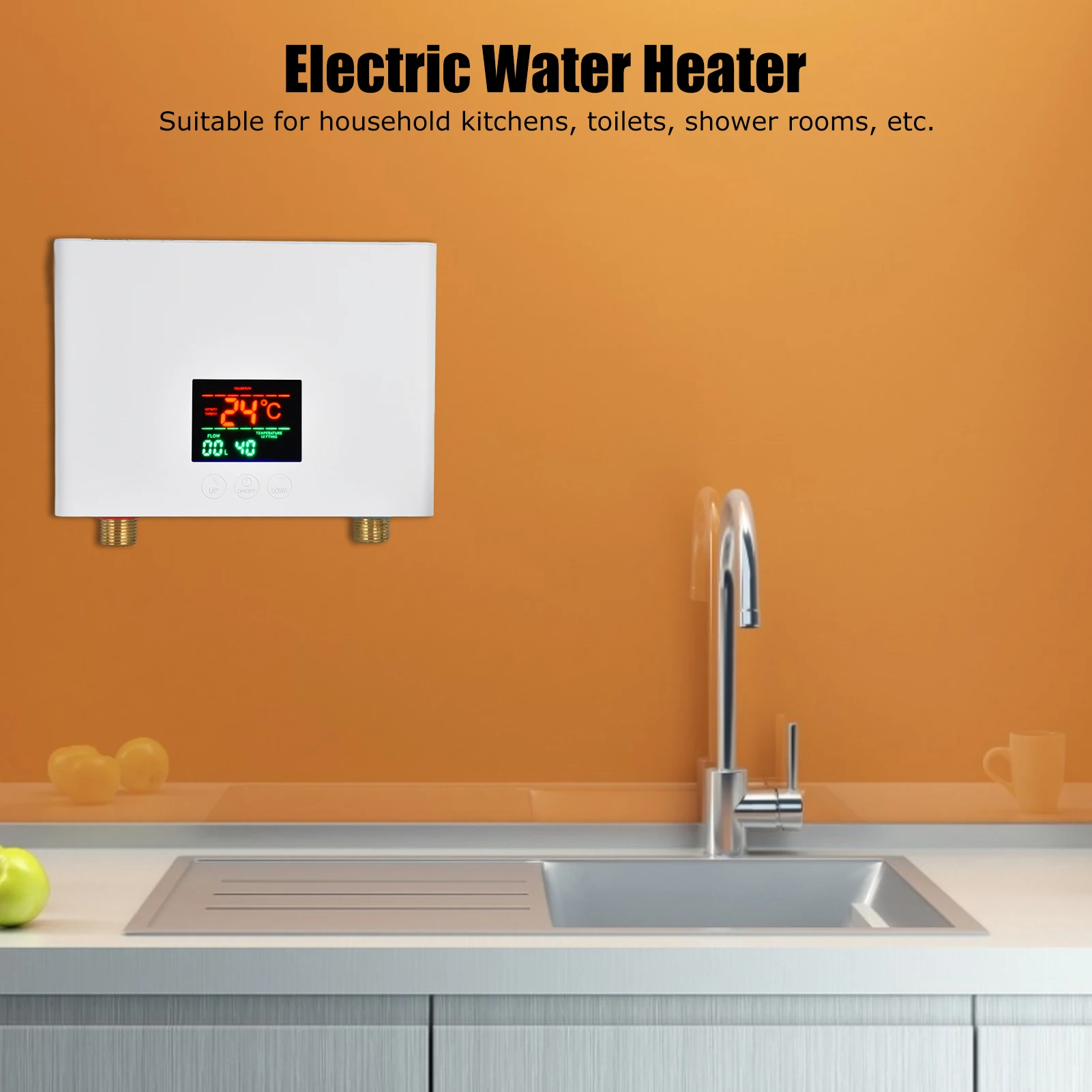 Touch Panel 5500W Tankless Electric Water Heater Remote Control 220V for Kitchen Bathroom 30‑55℃