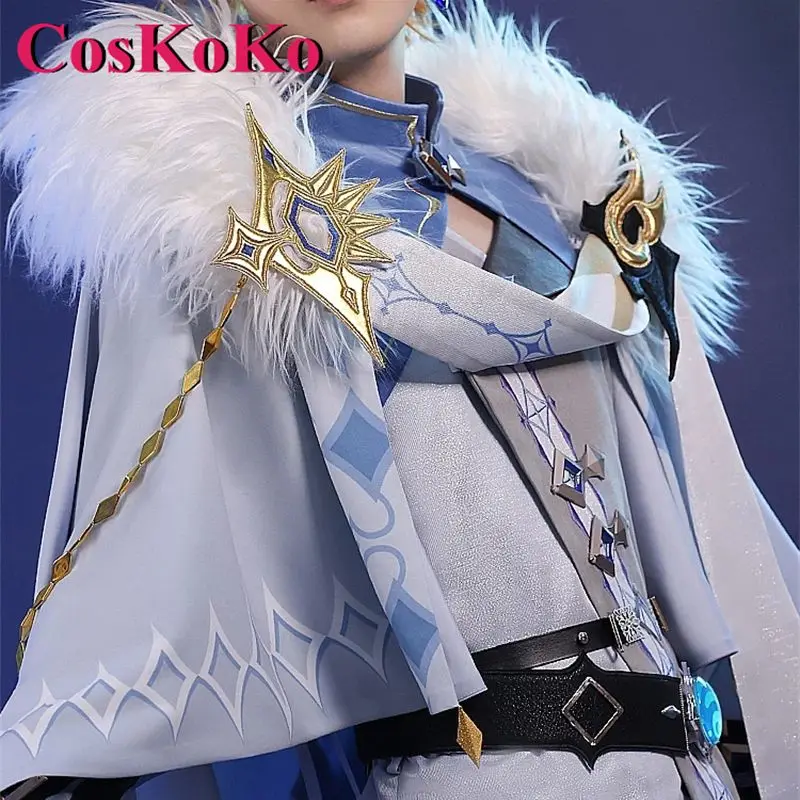 【In Stock】CosKoKo Tartaglia Cosplay Anime Game Genshin Impact Costume Winter Polar White Star Uniforms Men Role Play Clothing