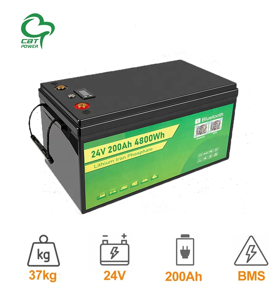 LiFePO4 battery pack 24V 200Ah for Solar Caravan Motorhome Marine Off-Grid home storage energy lifepo4 battery pack 24v 100ah