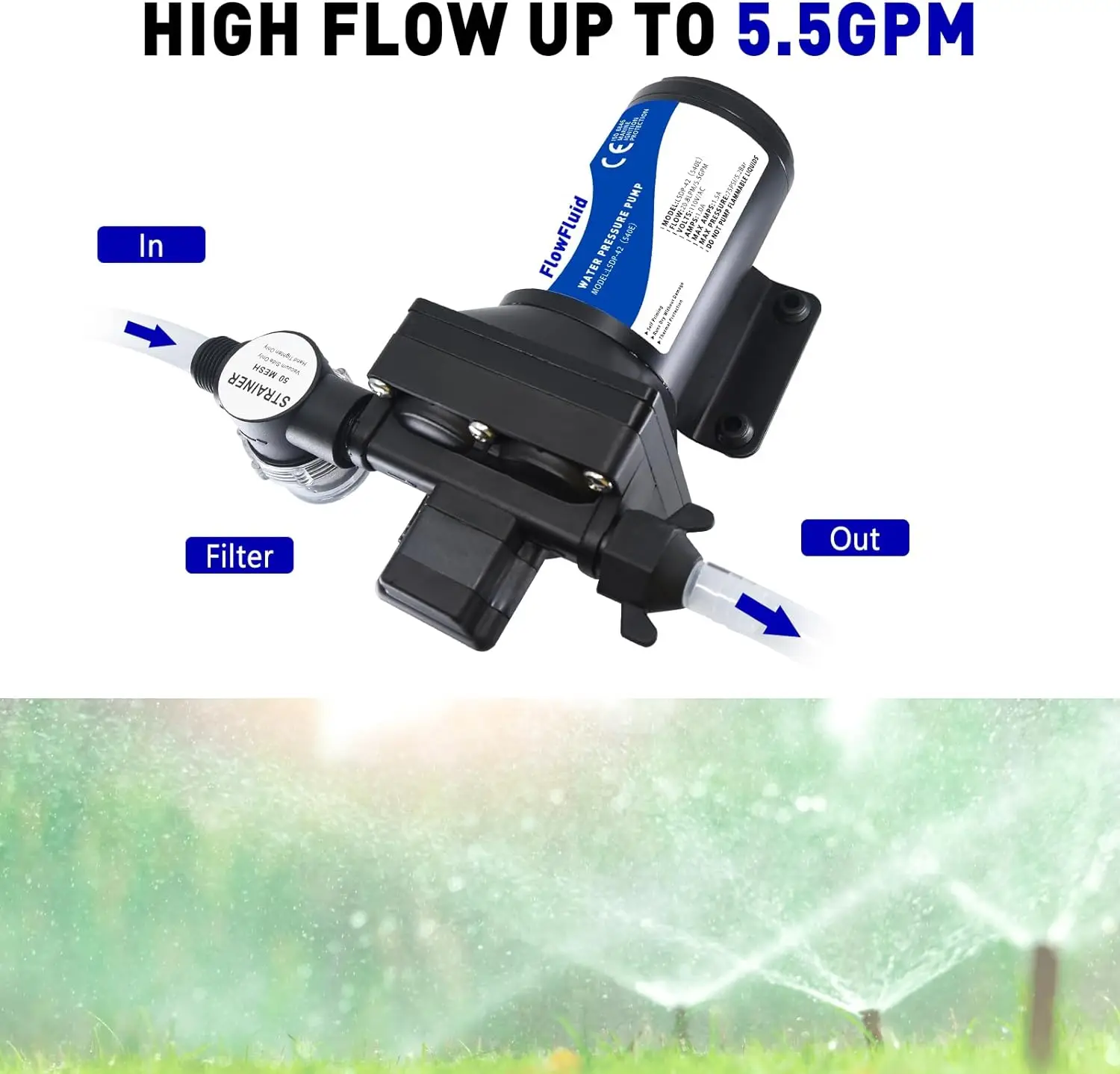 Imagem -02 - Water Pressure Booster Bomba de Diafragma Bomba de Transferência de Água com Plug on Demand 4-câmara Auto-escorvante 110v ac 70psi 5gpm