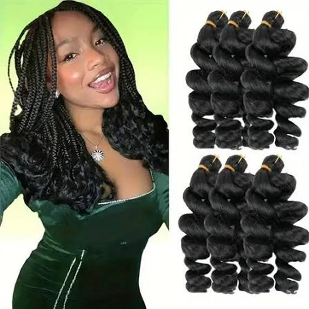 12inch 150g Synthetic French Loose Curl Crochet Hair Extensions Spiral Curly Body Wave Monochrome Mixed Color for Women girls