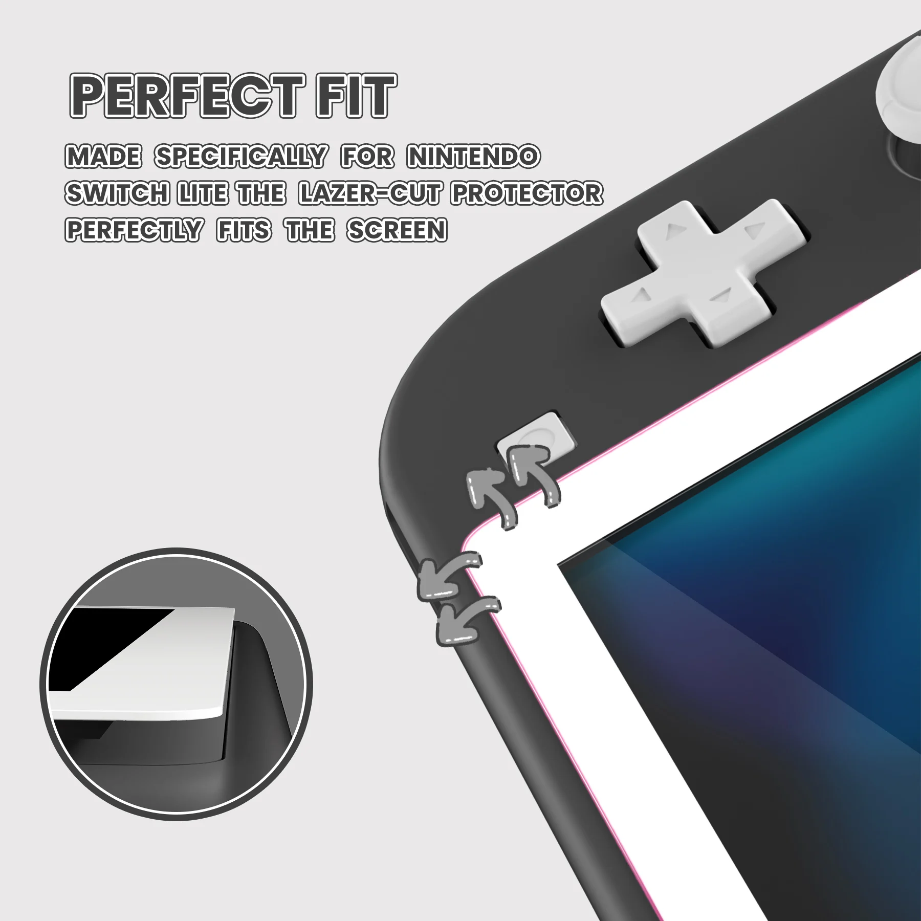 واقي شاشة من الزجاج المقسى ذو حدود ملونة شفافة عالية الدقة وواقي شاشة من الزجاج المقسى لهاتف NS Switch Lite