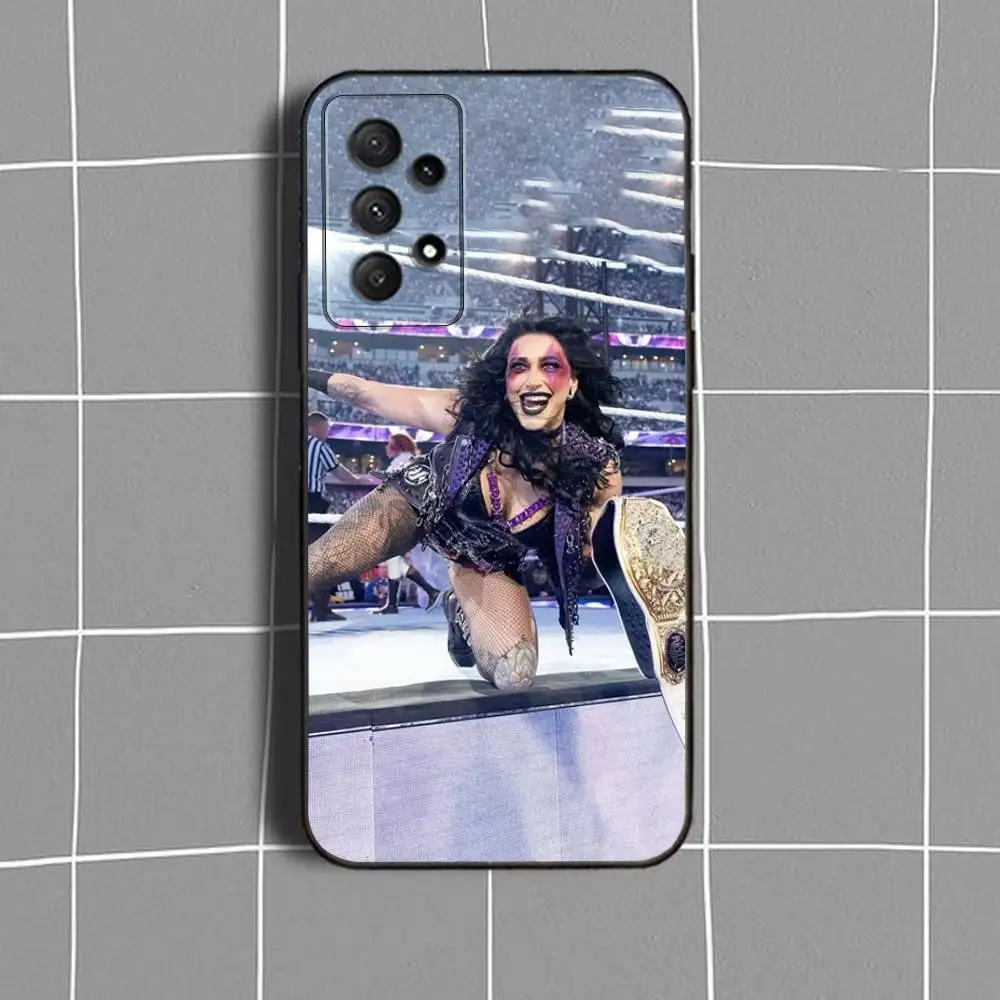 حافظة هاتف Rhea R-Ripley W-WWE لهاتف سامسونج جالاكسي A73,31,32,72,41,53,52,71,22,5G,Note,J7,8,9 غطاء أسود ناعم