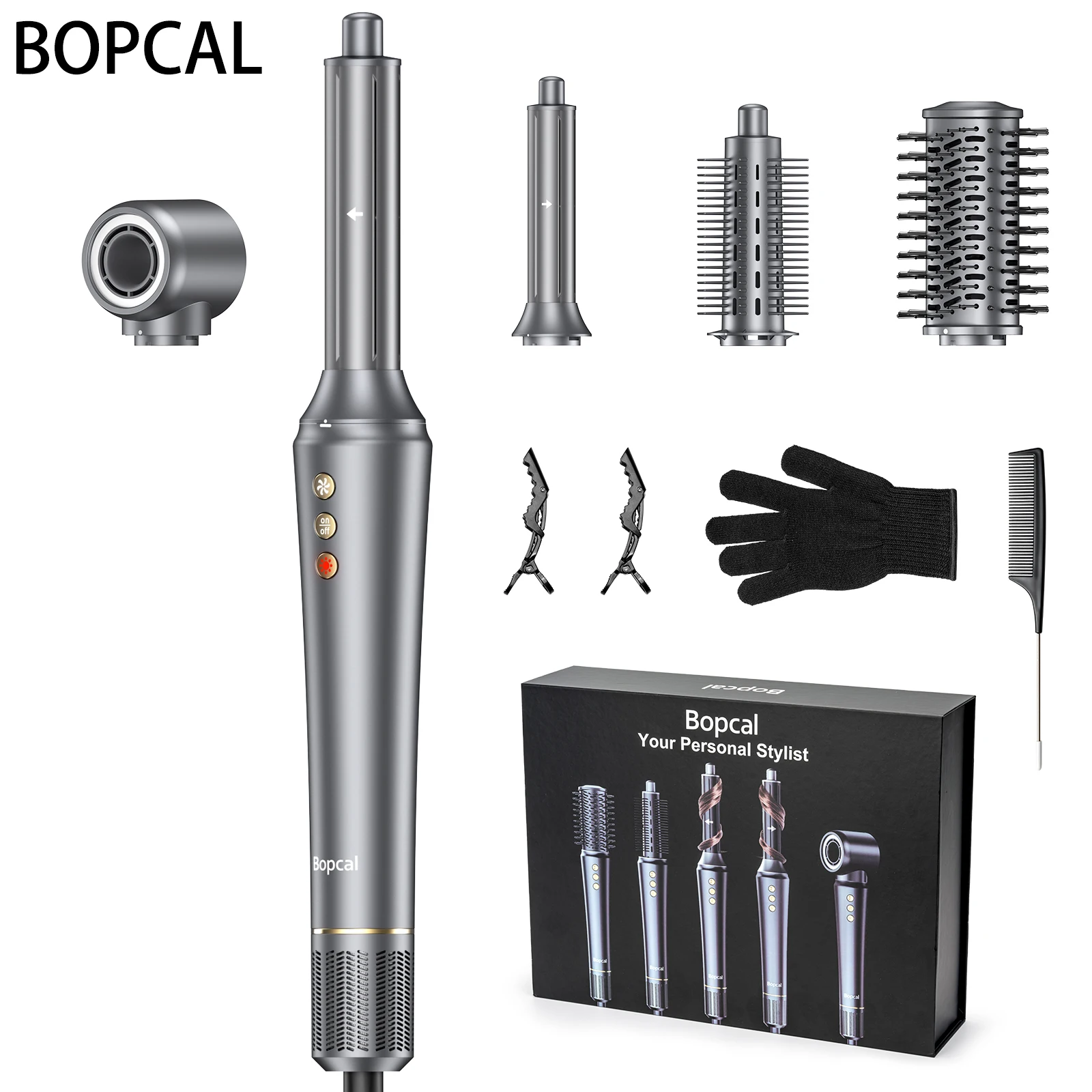 

Bopcal 5 In 1 Hair Dryer Hot Air Comb Electric Hair Curling Iron 1200W High Speed Blower Multifunctional Styling Tools Hairdryer