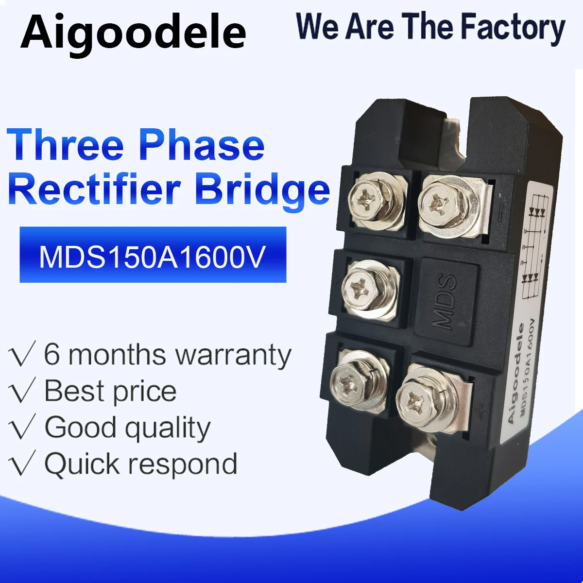 MDS 150A 1600V Three-phase Diode Rectifier Bridge Module Board MDS150A 1600V