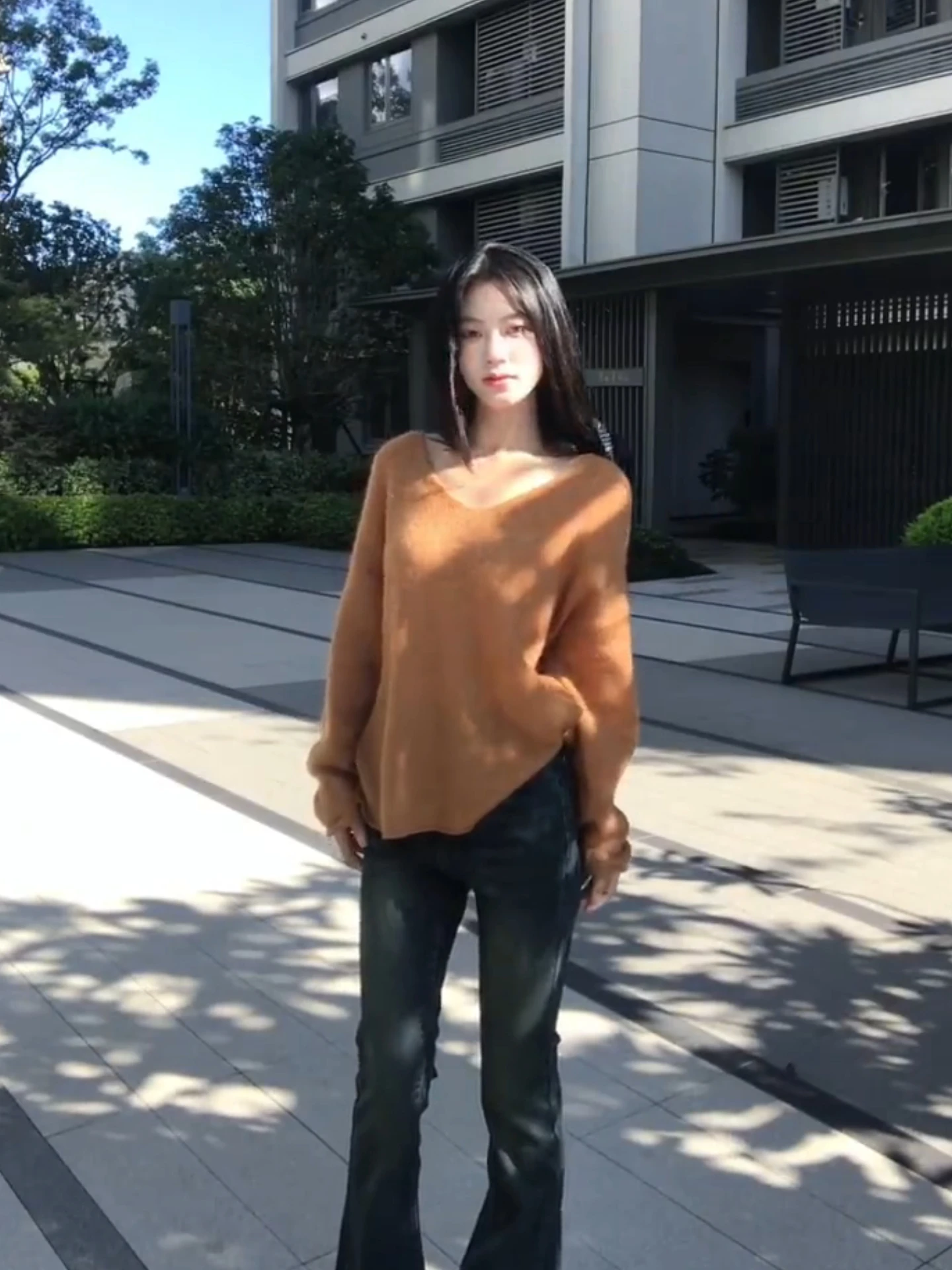 

Женский оверсайз в японском стиле в стиле ретро, мягкий уютный трикотаж с v-образным вырезом, длинный теплый теплый топ на весну, осень и зиму