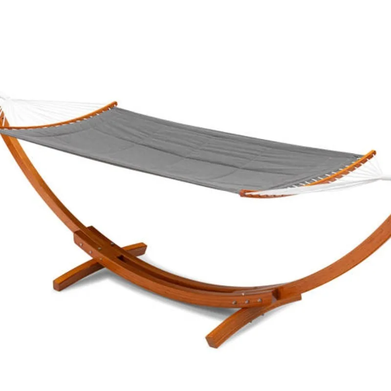2026 Modern Furniture Garden Sturdy Wooden Summer Multi Stripe Double Hammock With Stand