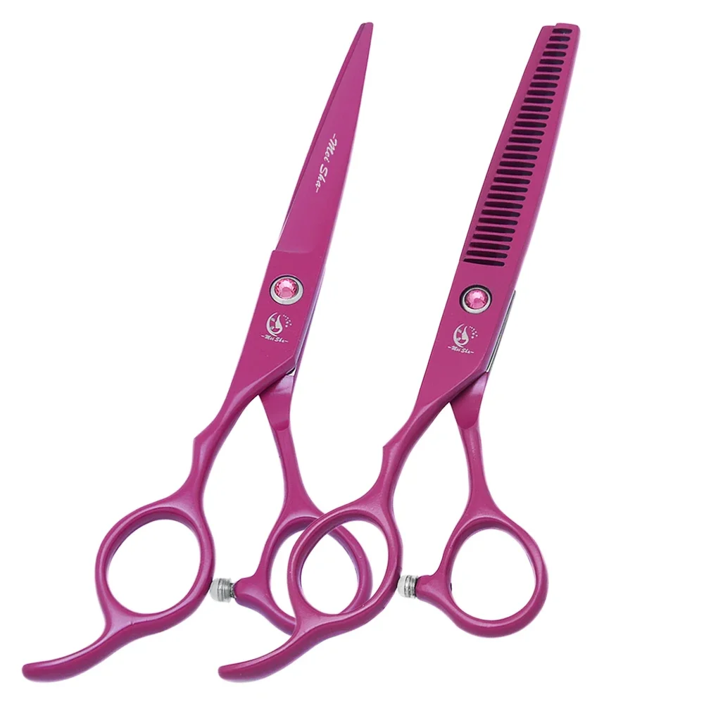 5.5/6 Inch Left Hand Barber Scissors Professional Hair Cutting Thinning Shears Salon Japan 440C Hairdressing Scissors Set A0048A