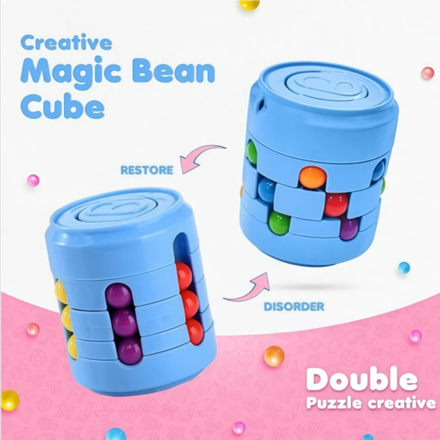 Canned Magic Bean Fidget Toy, Color Rolling Bead Spinner Puzzle, Stress Relief Educational Sensory Toy