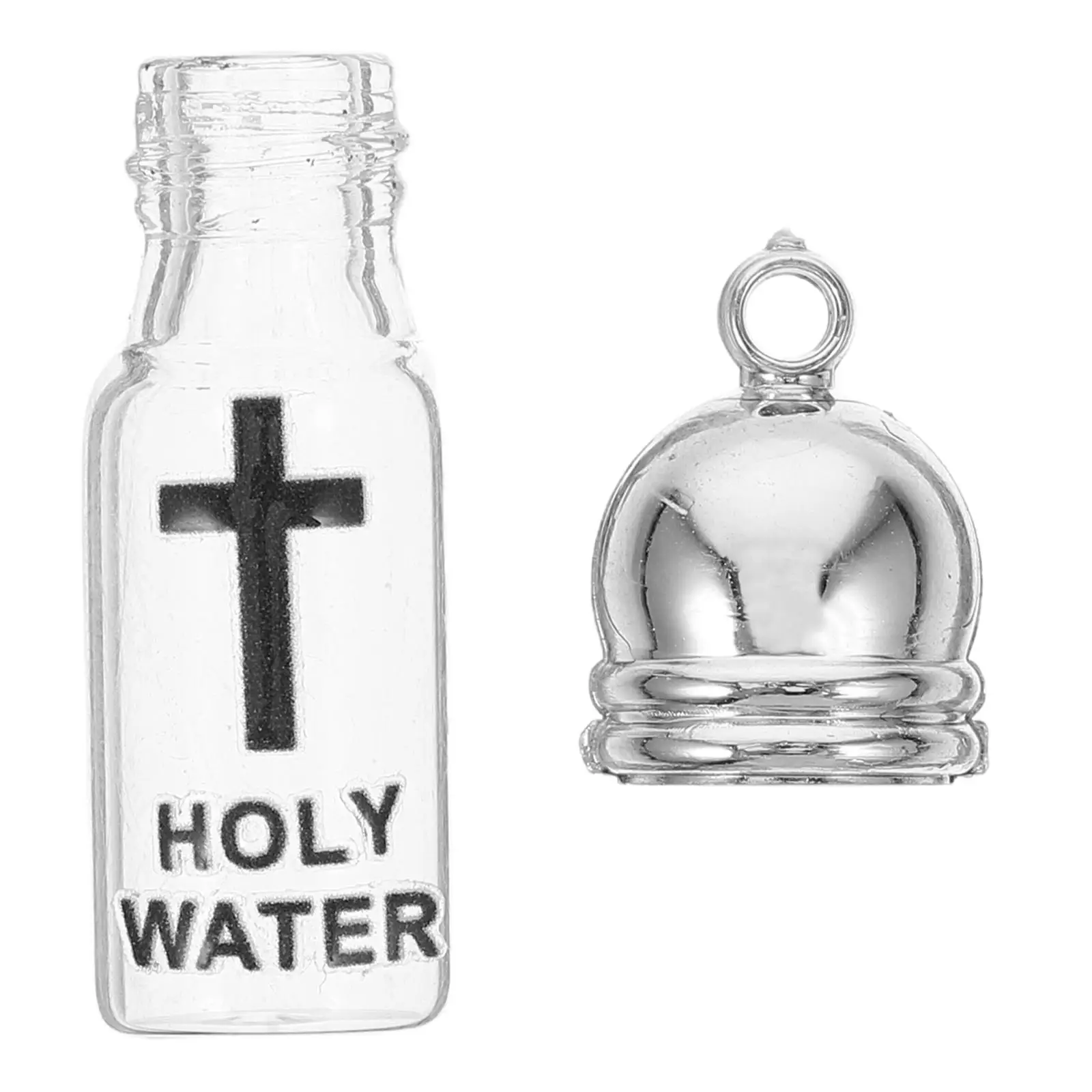 Botella de agua bendita de Pascua, diseño de cruz cristiana de cristal, botellas pequeñas, contenedores vacíos rellenables, florero para iglesia de boda, decoración del hogar