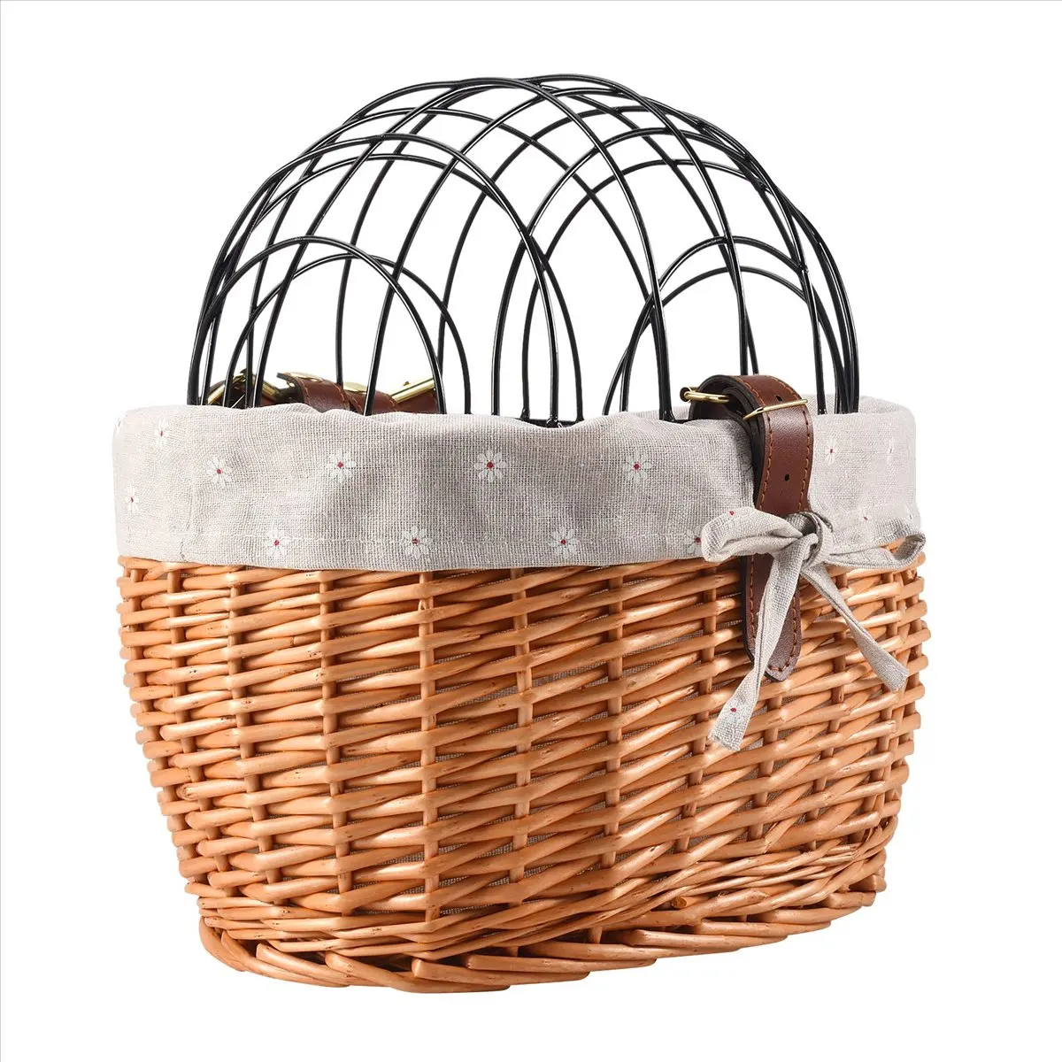 ABST Cat Dog Bicycle Front Handlebar Basket Pets Seat Handwoven Wicker MTB Road Bike Basket Pet Cat