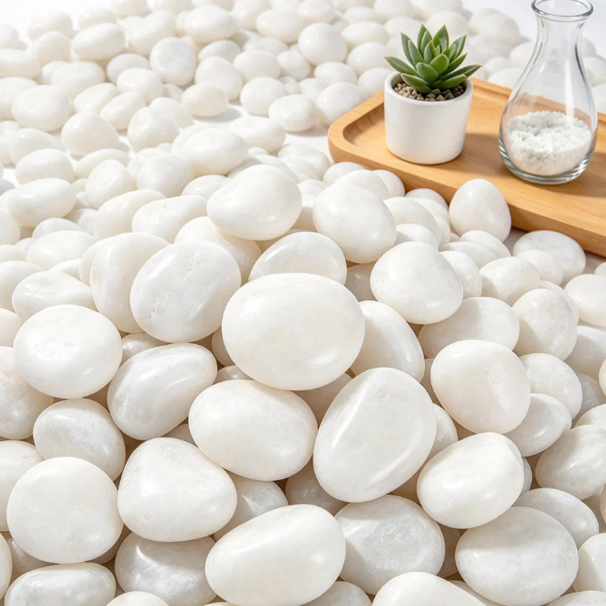 200/400/500g White Polished Natural River Pebbles 2-4cm High-Gloss Decorative Stones for Planters Aquariums Terrariums ZSY
