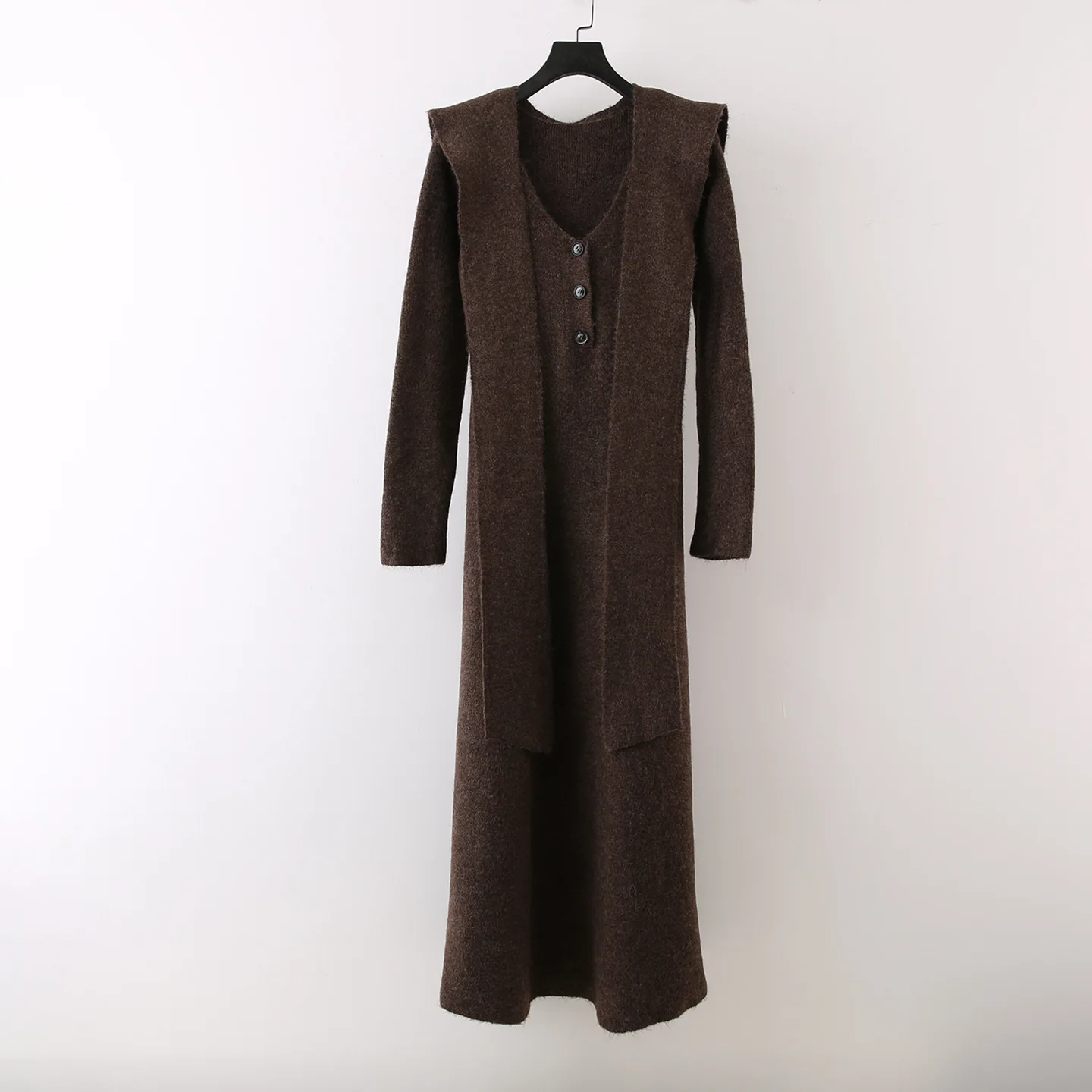 Greenora French Chic Loose Knit Maternity Dress Women Autumn Winter Thick Long Sleeve Sweater Dress with Matching Shawl