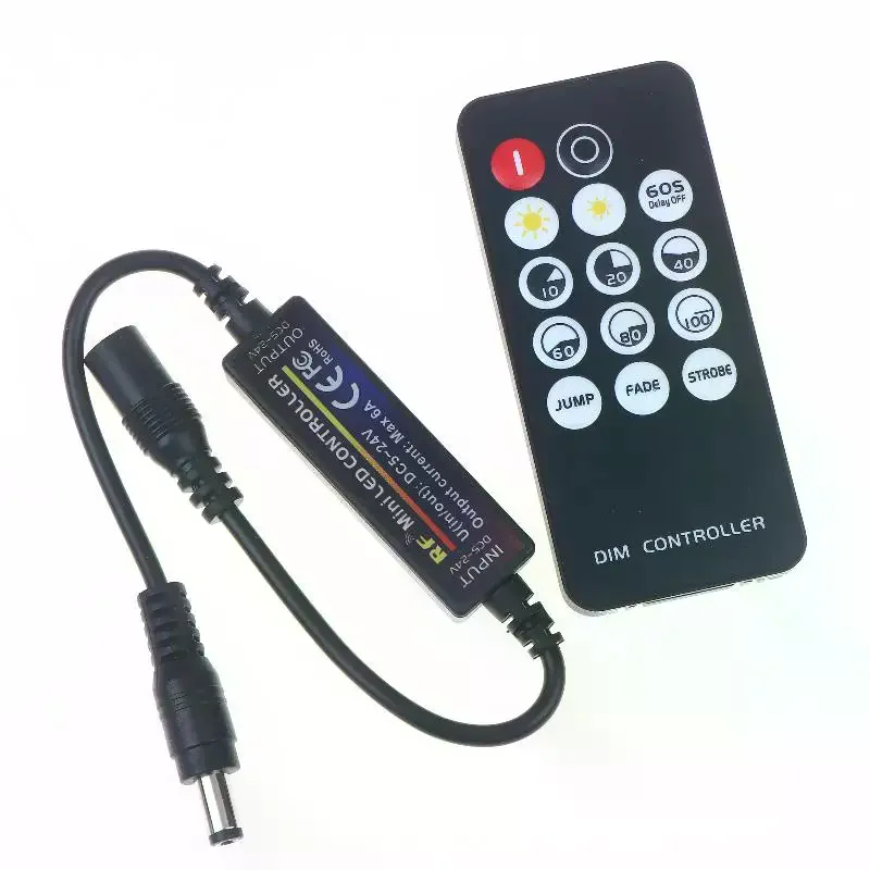1 Set Mini RF Wireless 14Keys 2.4G Remote Control DC12V LED Dimmer 24V 5V 6A For 2835 5050 Single Color LED Strip Lights Dimmer